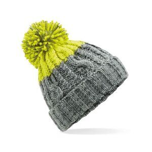 Beechfield Unisex Adult Apres Beanie / Light Grey/Citron
